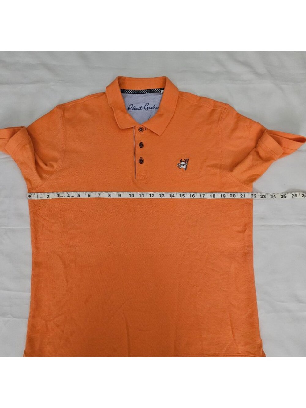 Robert Graham Men's Orange‎ Classic Fit Short Sleeve Polo Shirt Size Large - Picture 10 of 11